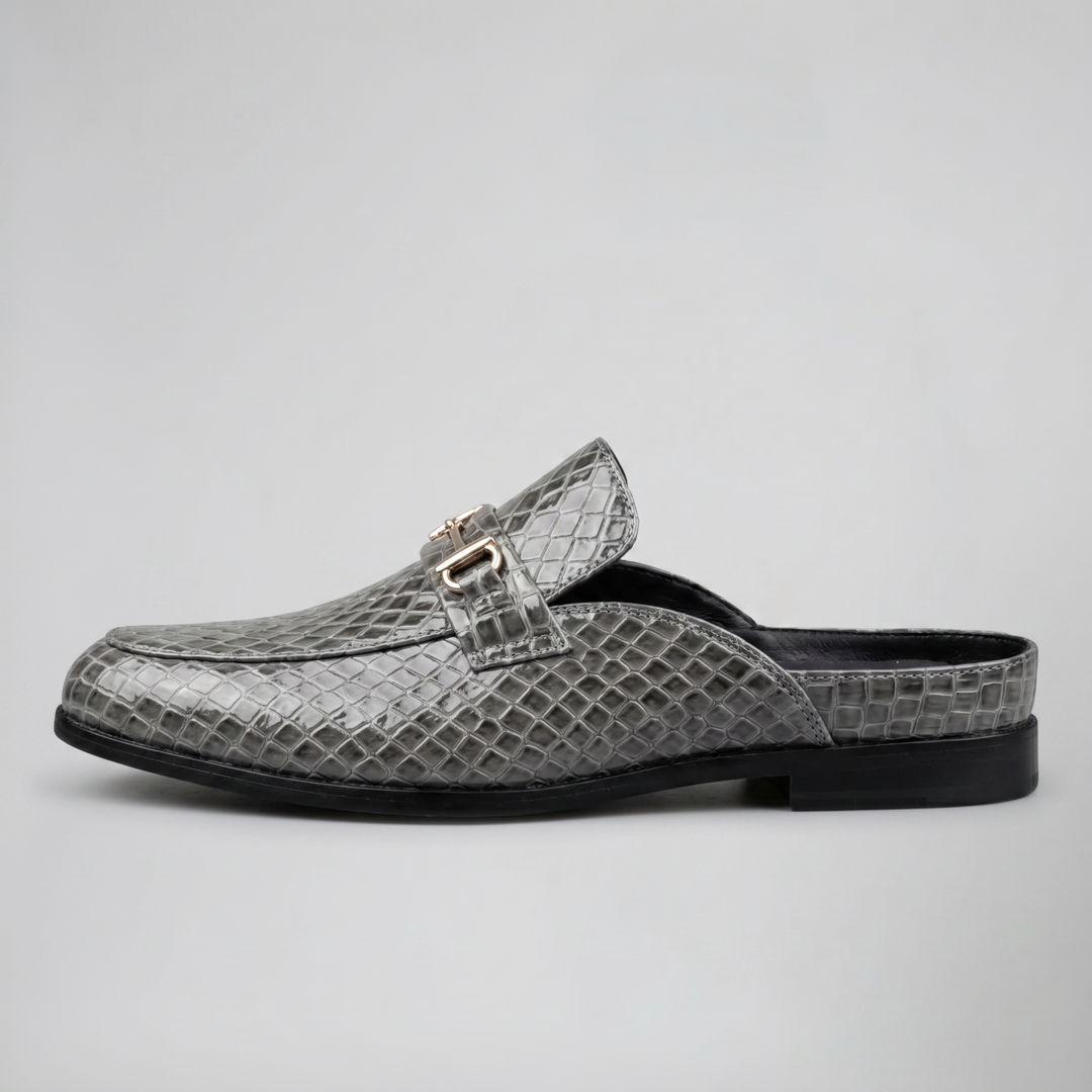 Men's Horsebit Loafers – Backless Embossed Leather