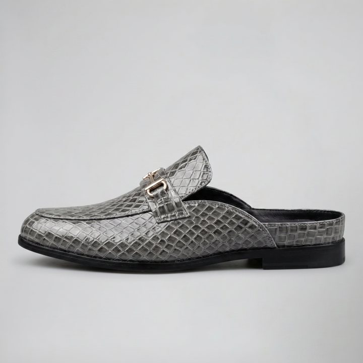Men's Horsebit Loafers – Backless Embossed Leather