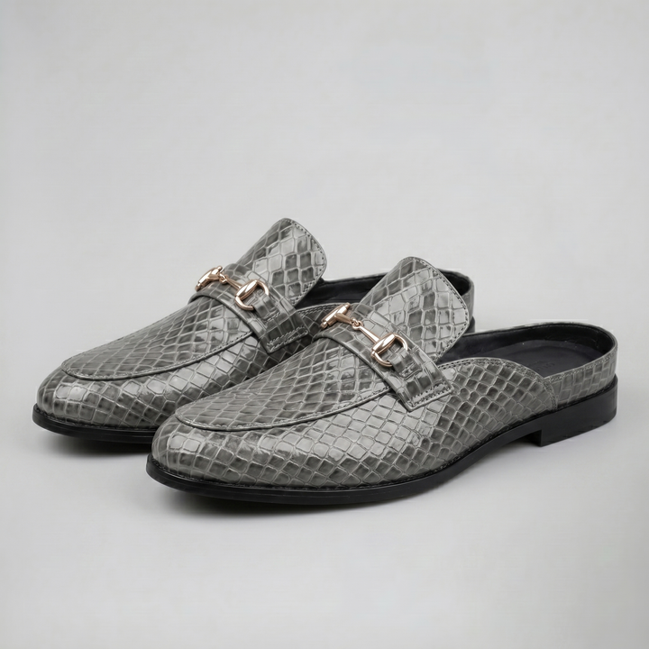 Men's Horsebit Loafers – Backless Embossed Leather
