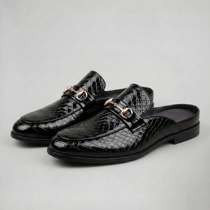Men's Horsebit Loafers – Backless Embossed Leather