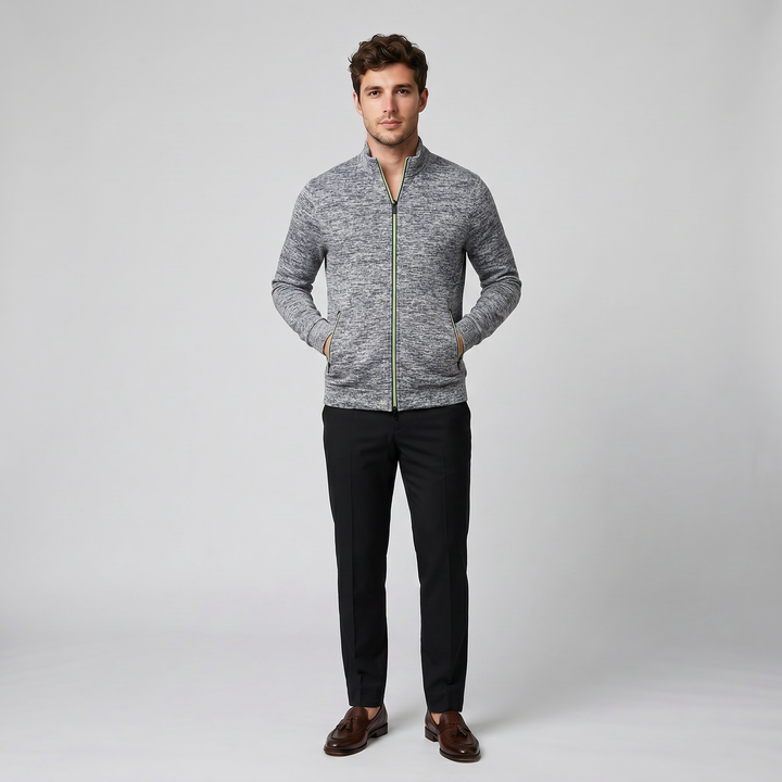 Men’s High-Neck Zip-Up Knit Jacket | Olamil