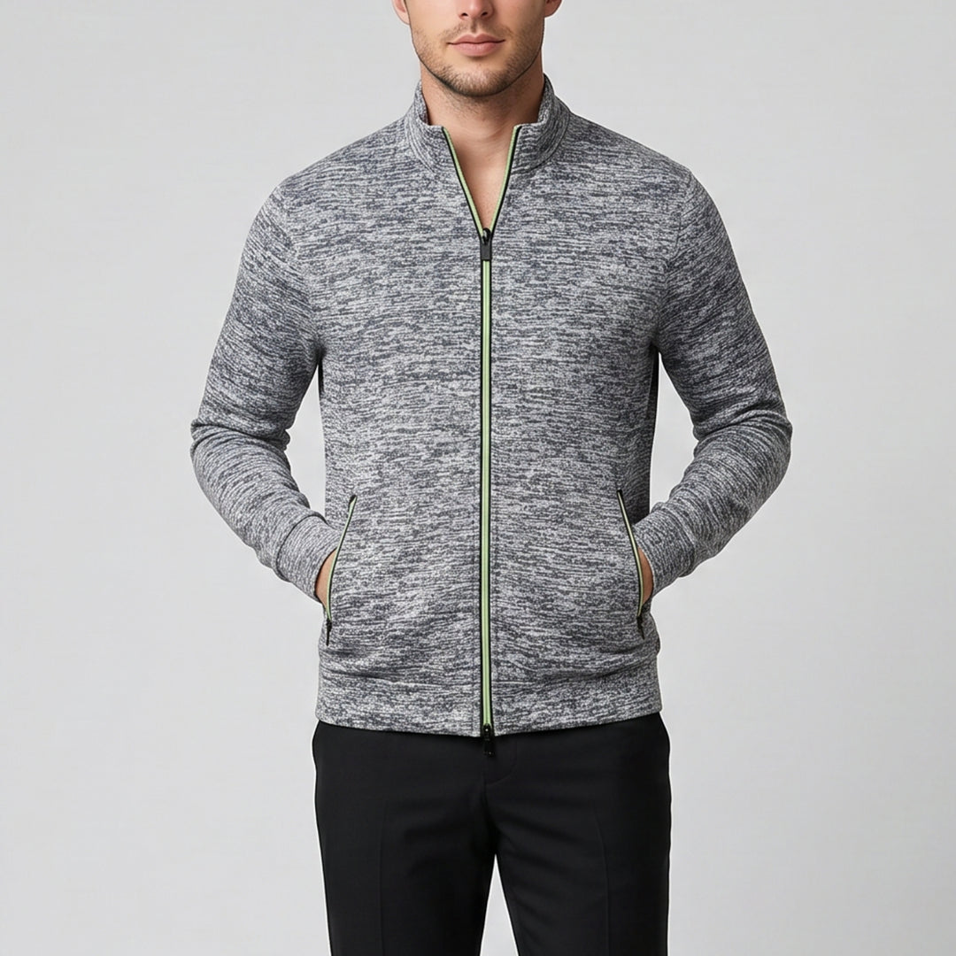 Men’s High-Neck Zip-Up Knit Jacket | Olamil