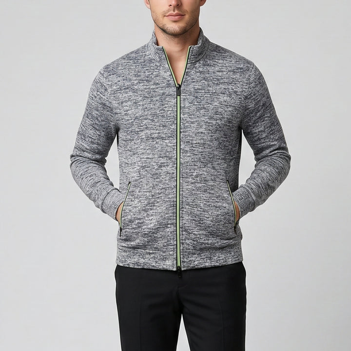 Men’s High-Neck Zip-Up Knit Jacket | Olamil