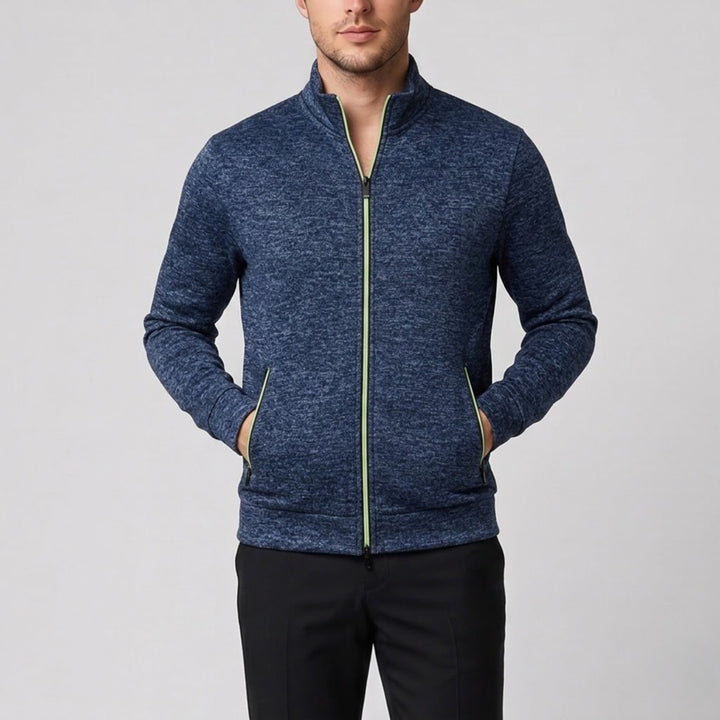 Men’s High-Neck Zip-Up Knit Jacket | Olamil