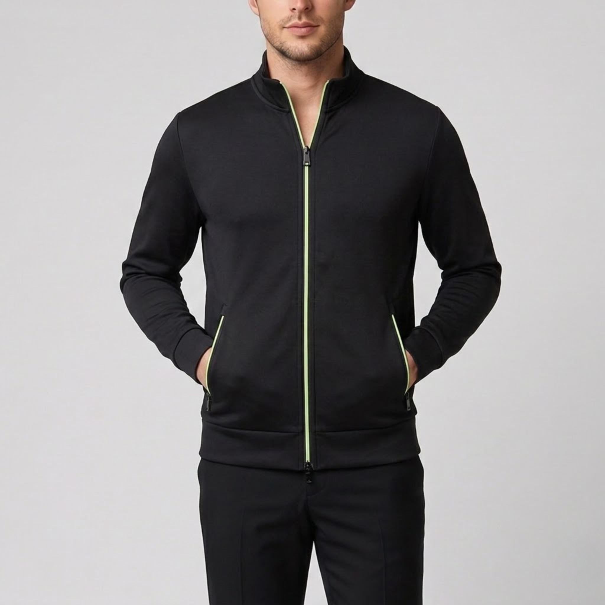 Men’s High-Neck Zip-Up Knit Jacket | Olamil