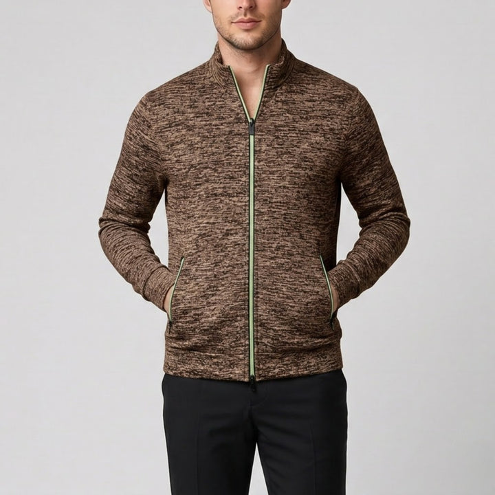 Men’s High-Neck Zip-Up Knit Jacket | Olamil