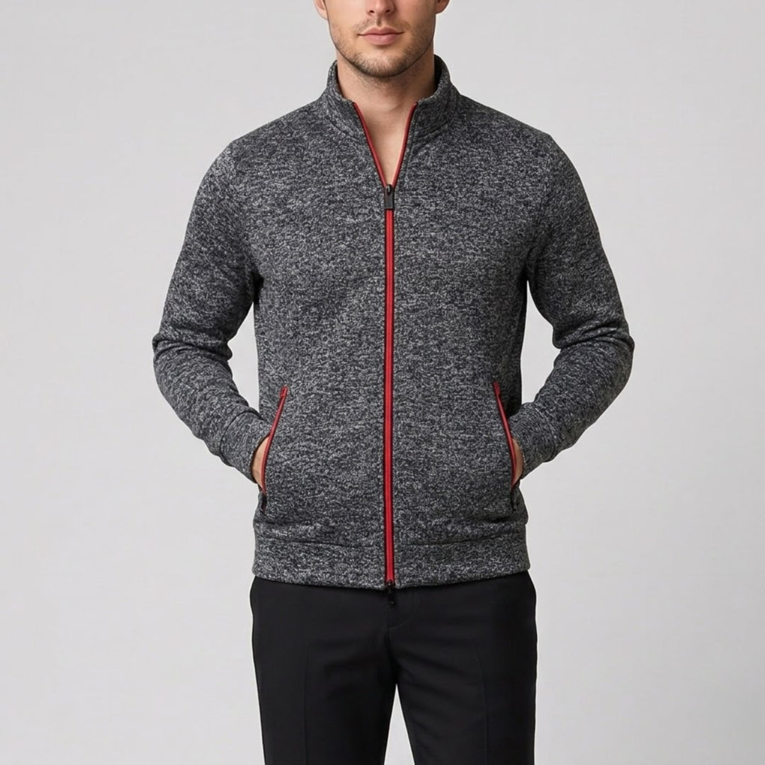 Men’s High-Neck Zip-Up Knit Jacket | Olamil