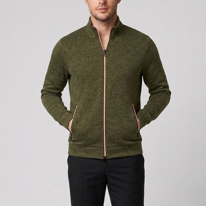 Men’s High-Neck Zip-Up Knit Jacket | Olamil