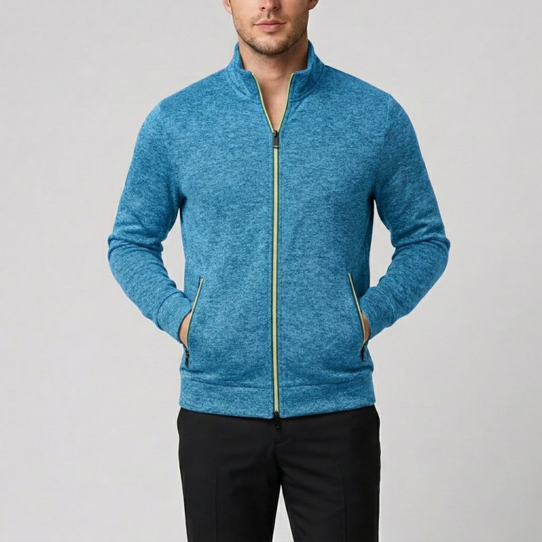 Men’s High-Neck Zip-Up Knit Jacket | Olamil