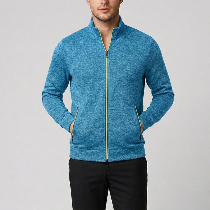 Men’s High-Neck Zip-Up Knit Jacket | Olamil