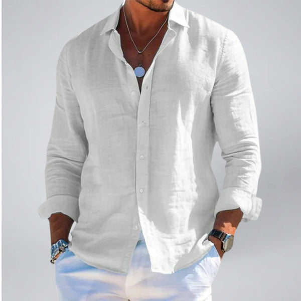 Men's Linen-Look Shirt, Long Sleeve