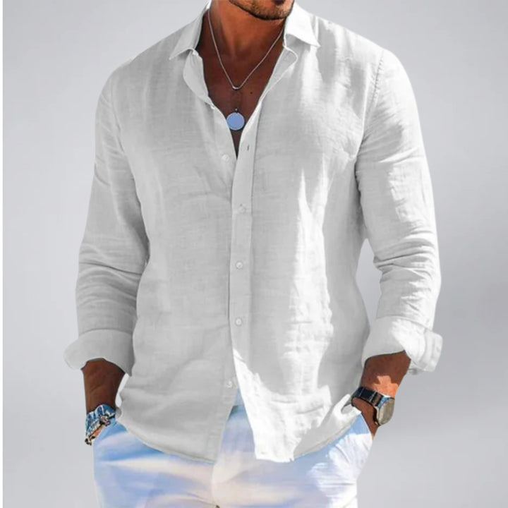 Men’s Lightweight Linen-Look Long Sleeve Top | Olamil