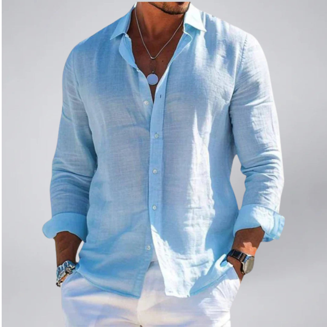 Men’s Lightweight Linen-Look Long Sleeve Top | Olamil