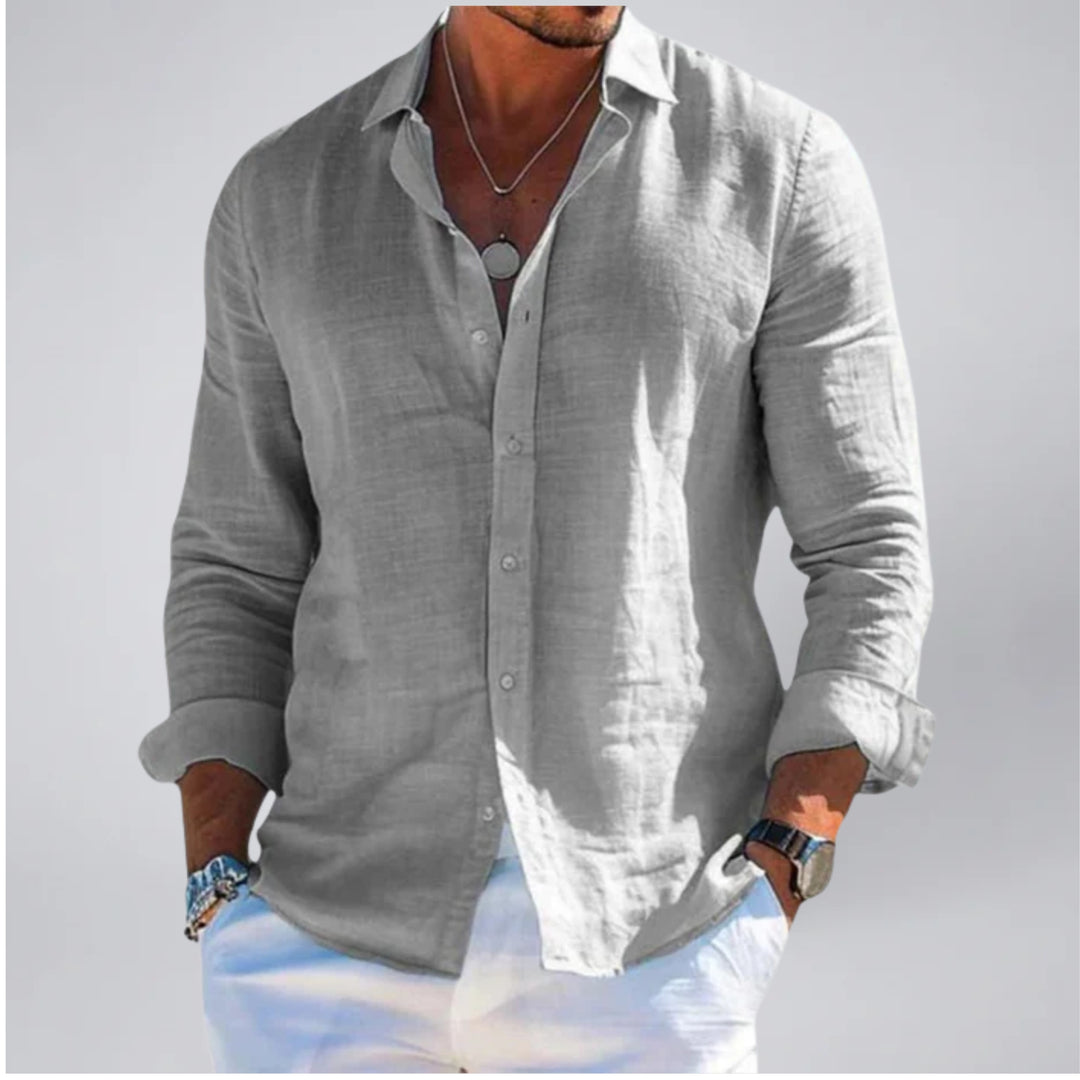 Men’s Lightweight Linen-Look Long Sleeve Top | Olamil