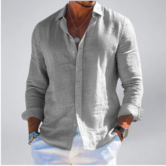 Men's Linen-Look Shirt – Long Sleeve