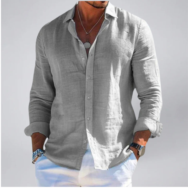 Men’s Lightweight Linen-Look Long Sleeve Top | Olamil