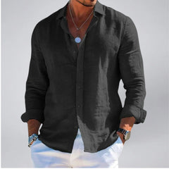 Men's Linen-Look Shirt – Long Sleeve
