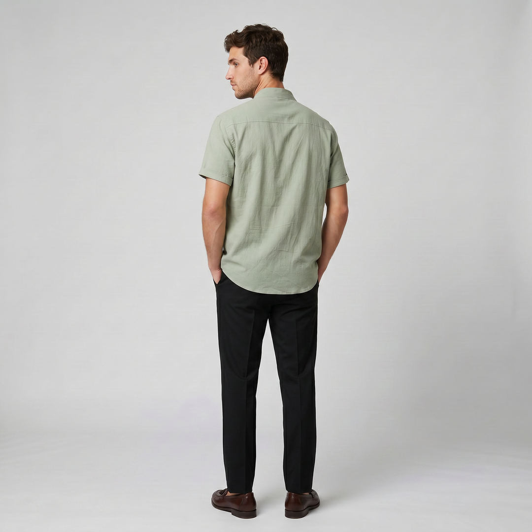 Men’s Linen Mandarin Collar Shirt | Olamil