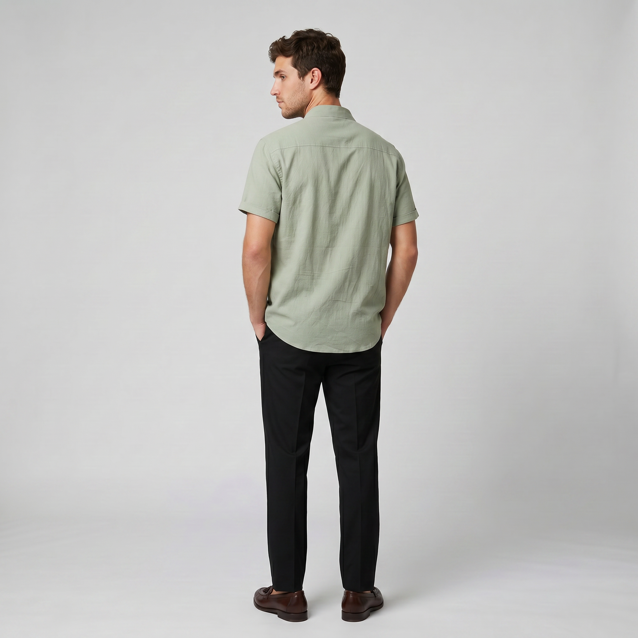 Olamil - Men’s Linen Mandarin Collar Shirt