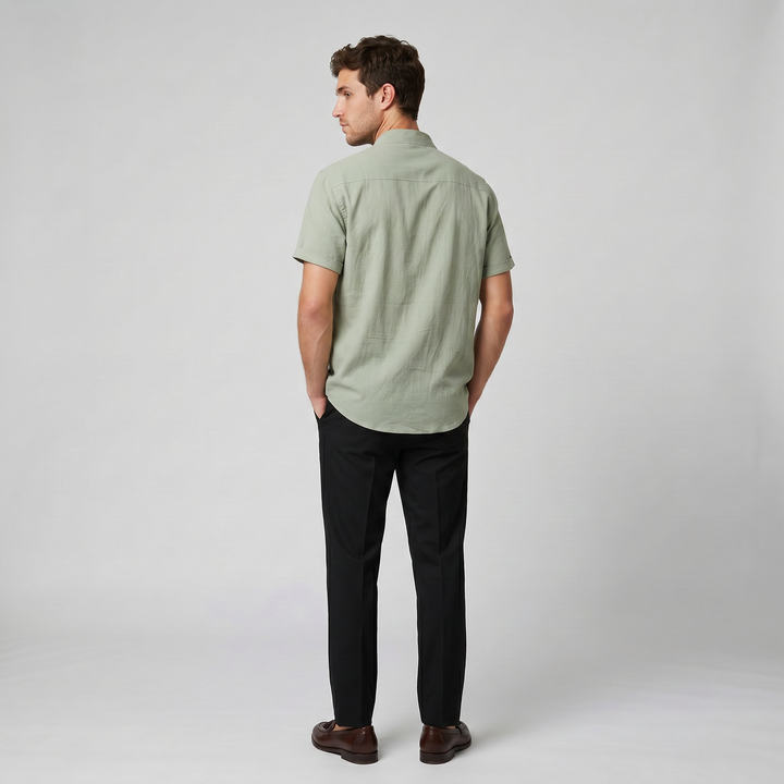 Men’s Linen Mandarin Collar Shirt | Olamil