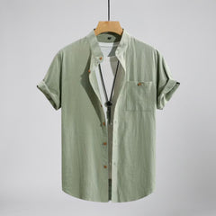 Men's Linen Shirt – Mandarin Collar