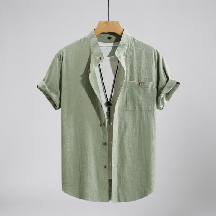 Men’s Linen Mandarin Collar Shirt | Olamil