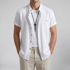 Men's Linen Shirt – Mandarin Collar