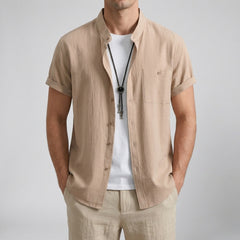 Men's Linen Shirt – Mandarin Collar