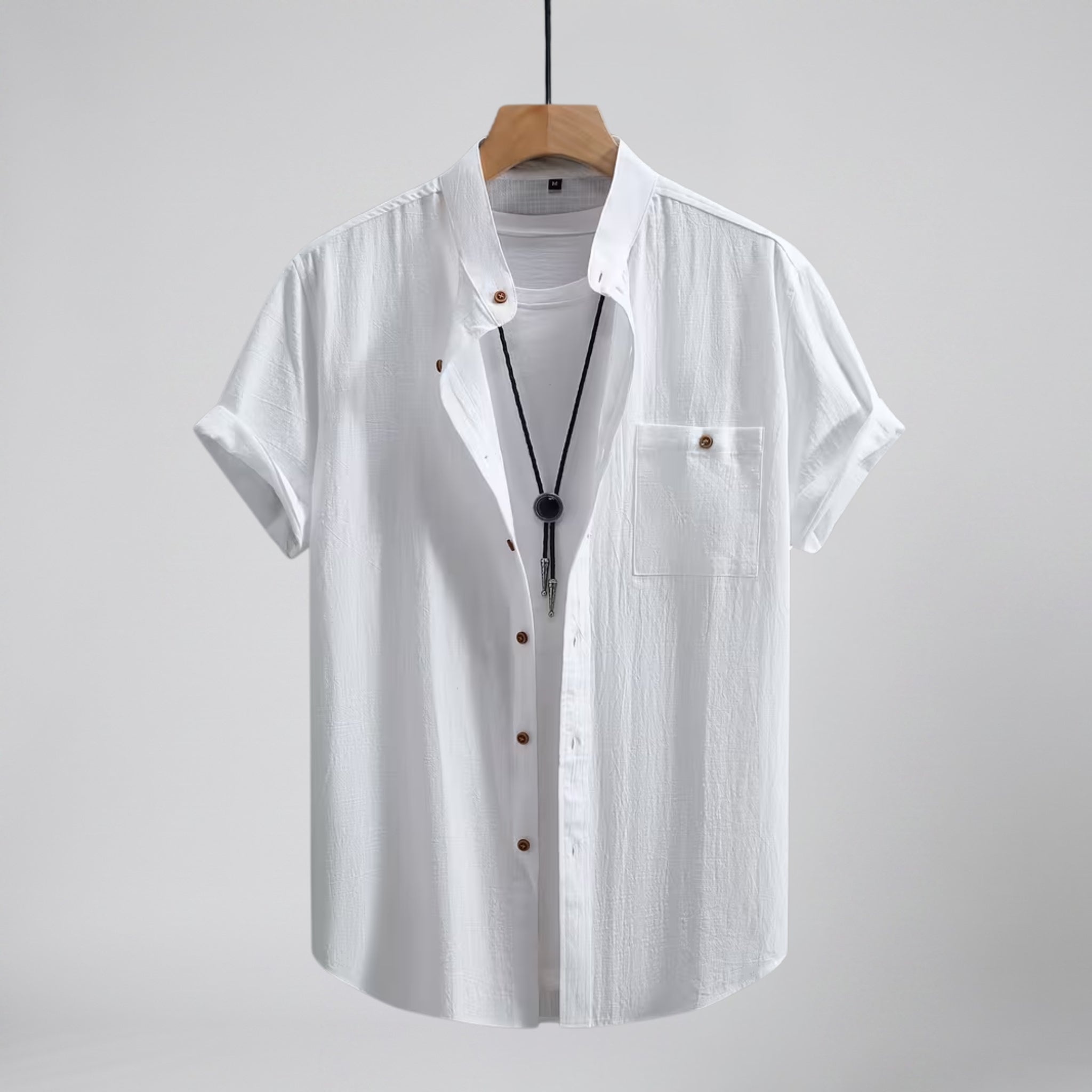Olamil - Men’s Linen Mandarin Collar Shirt