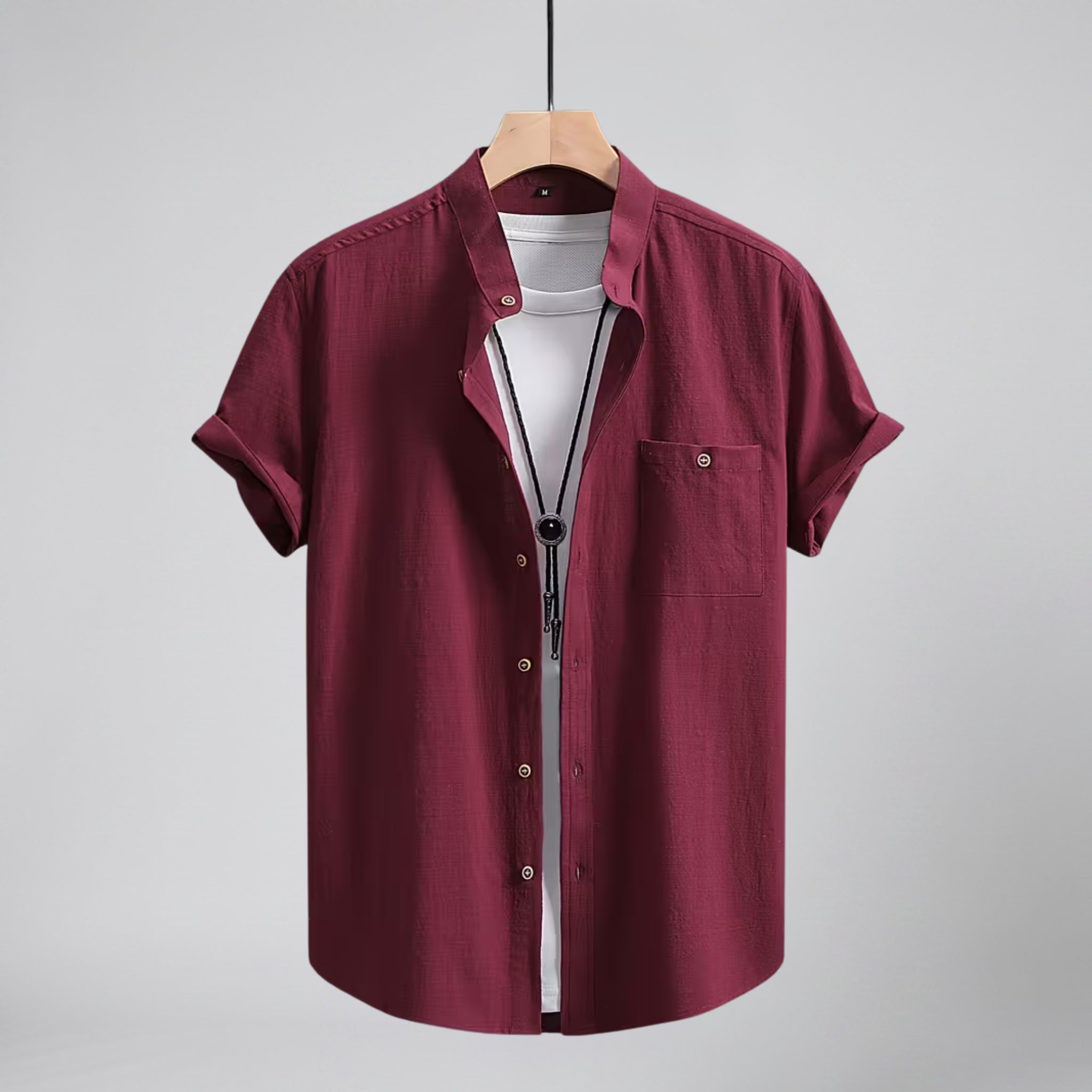 Olamil - Men’s Linen Mandarin Collar Shirt