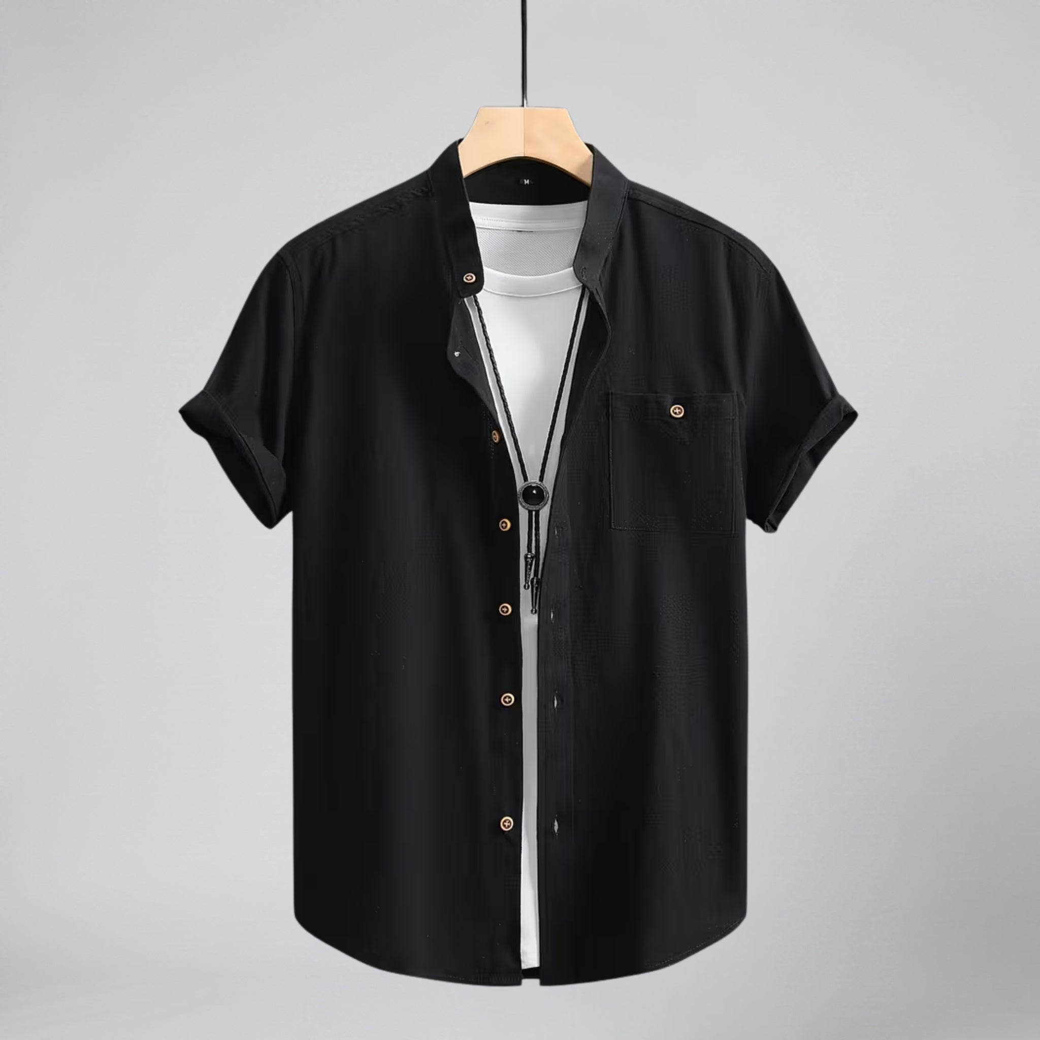 Olamil - Men’s Linen Mandarin Collar Shirt