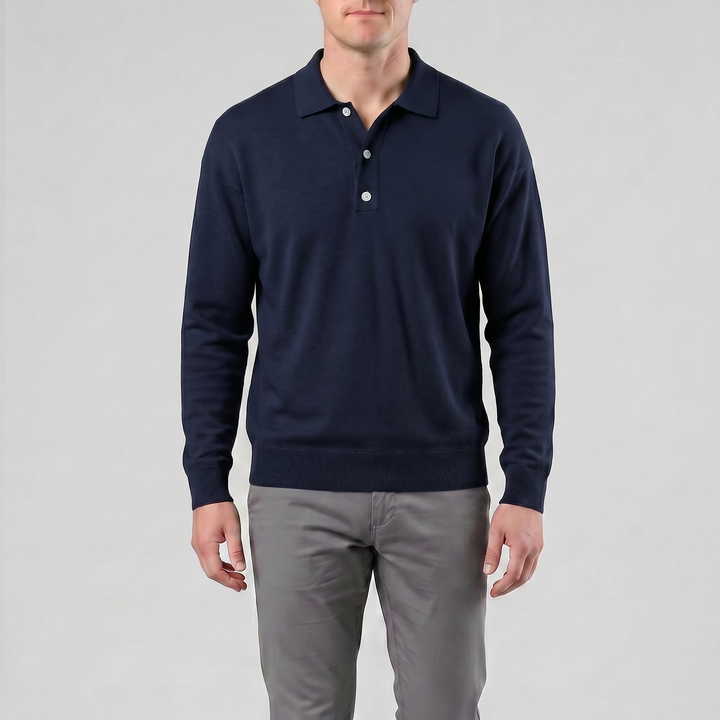Men’s Long-Sleeve Half-Button Polo Shirt | Olamil