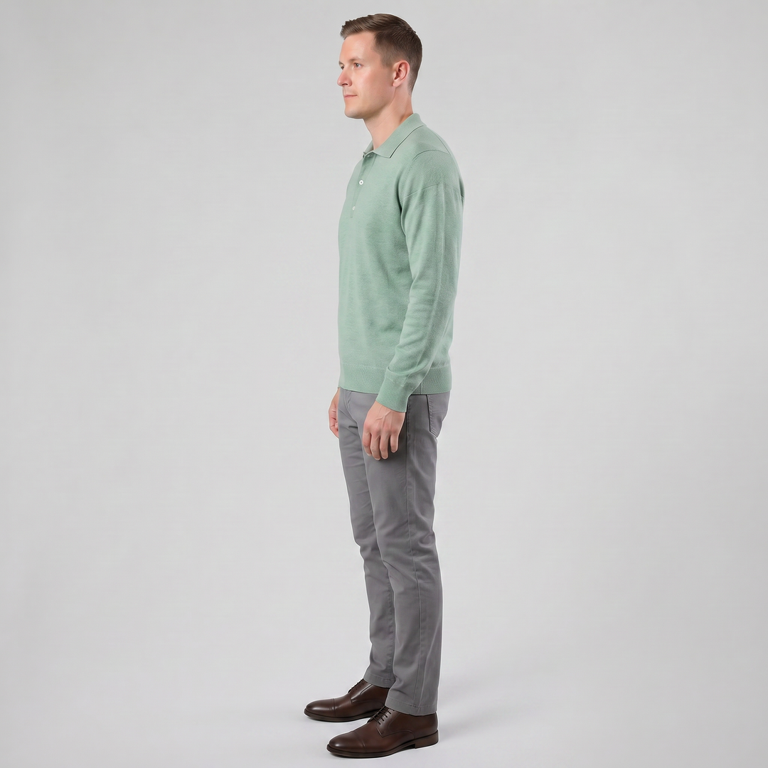 Men’s Long-Sleeve Half-Button Polo Shirt | Olamil