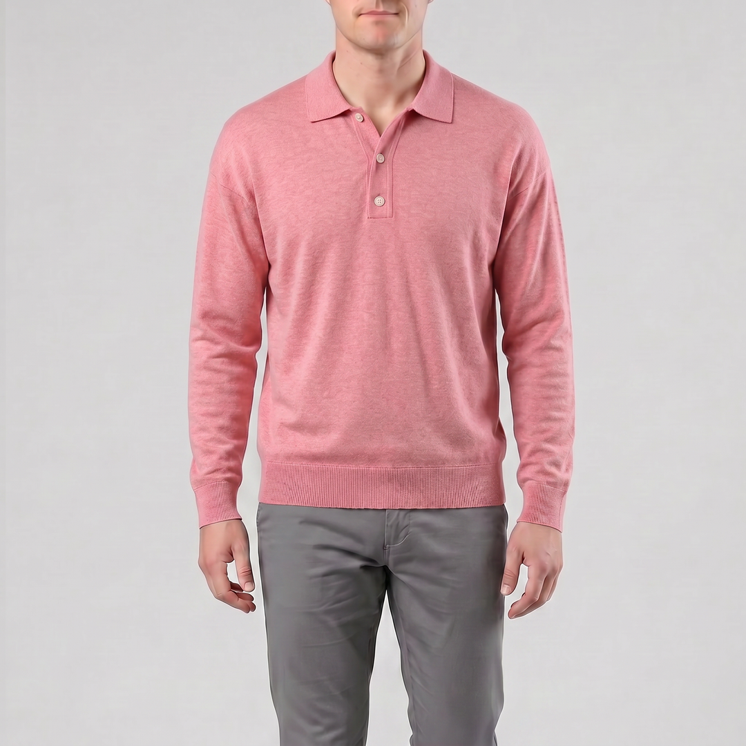 Men’s Long-Sleeve Half-Button Polo Shirt | Olamil