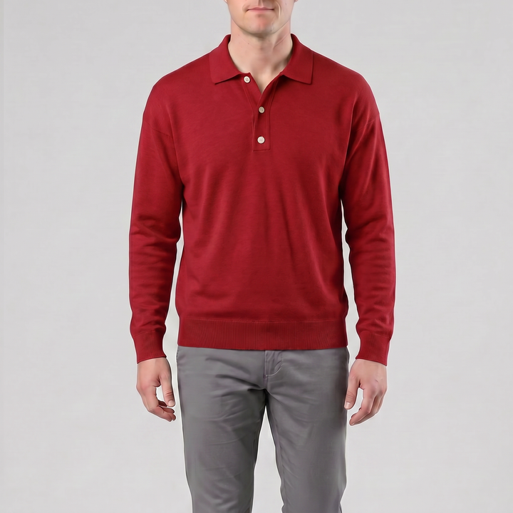 Men’s Long-Sleeve Half-Button Polo Shirt | Olamil