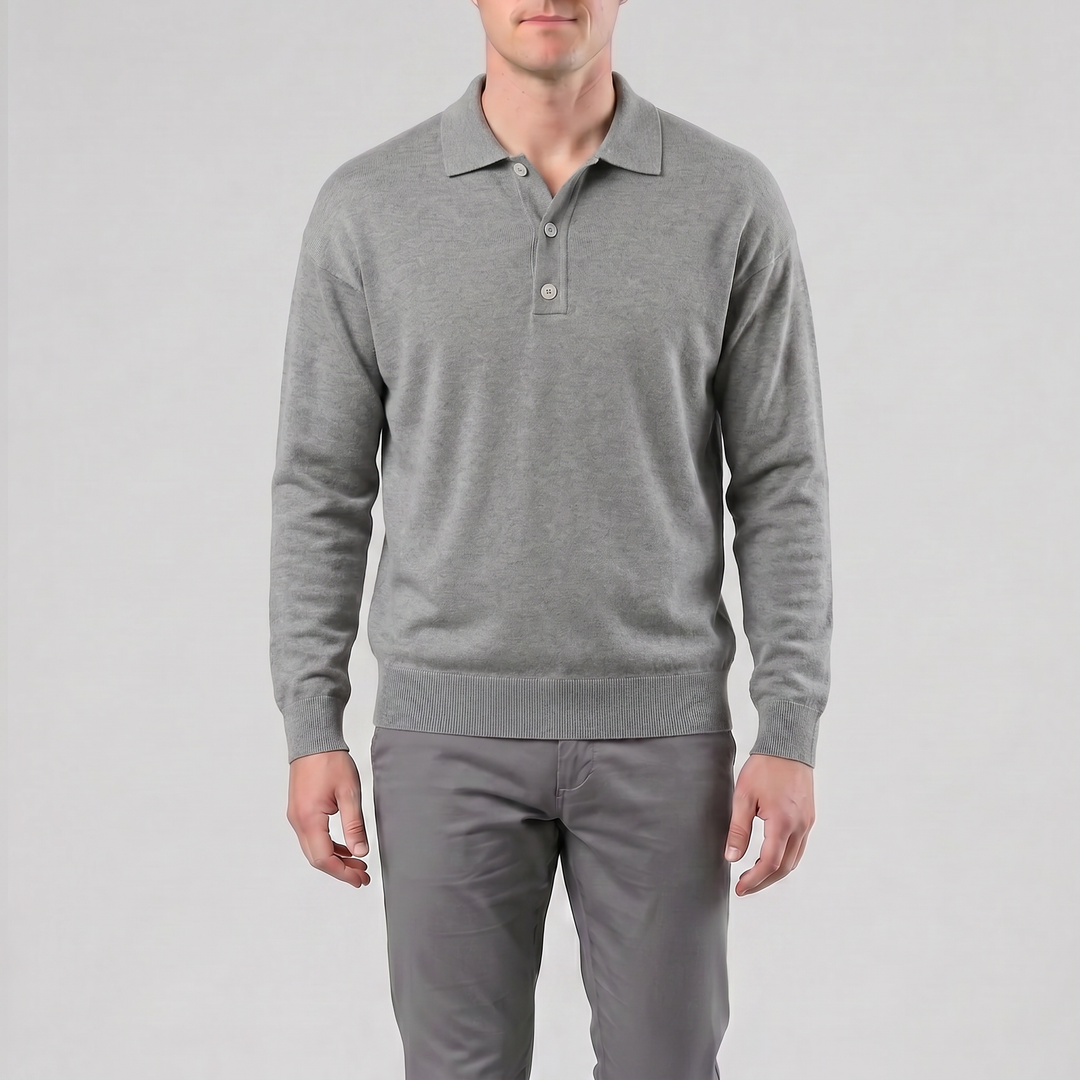 Men’s Long-Sleeve Half-Button Polo Shirt | Olamil