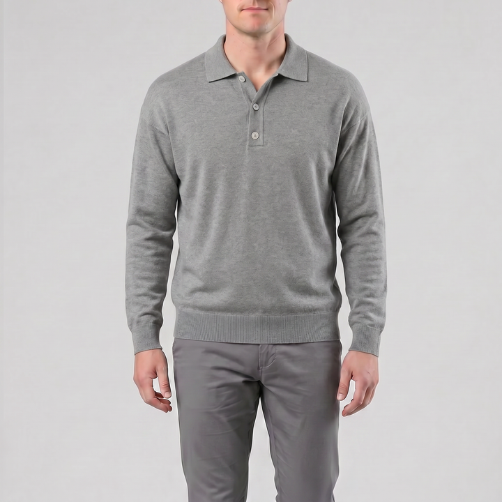 Men’s Long-Sleeve Half-Button Polo Shirt | Olamil
