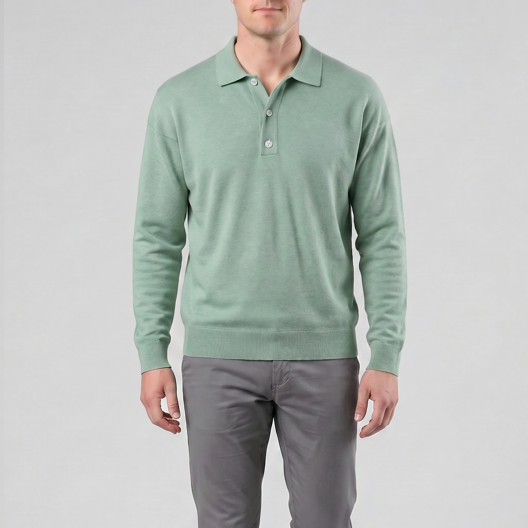Men’s Long-Sleeve Half-Button Polo Shirt | Olamil