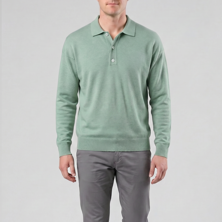 Men’s Long-Sleeve Half-Button Polo Shirt | Olamil