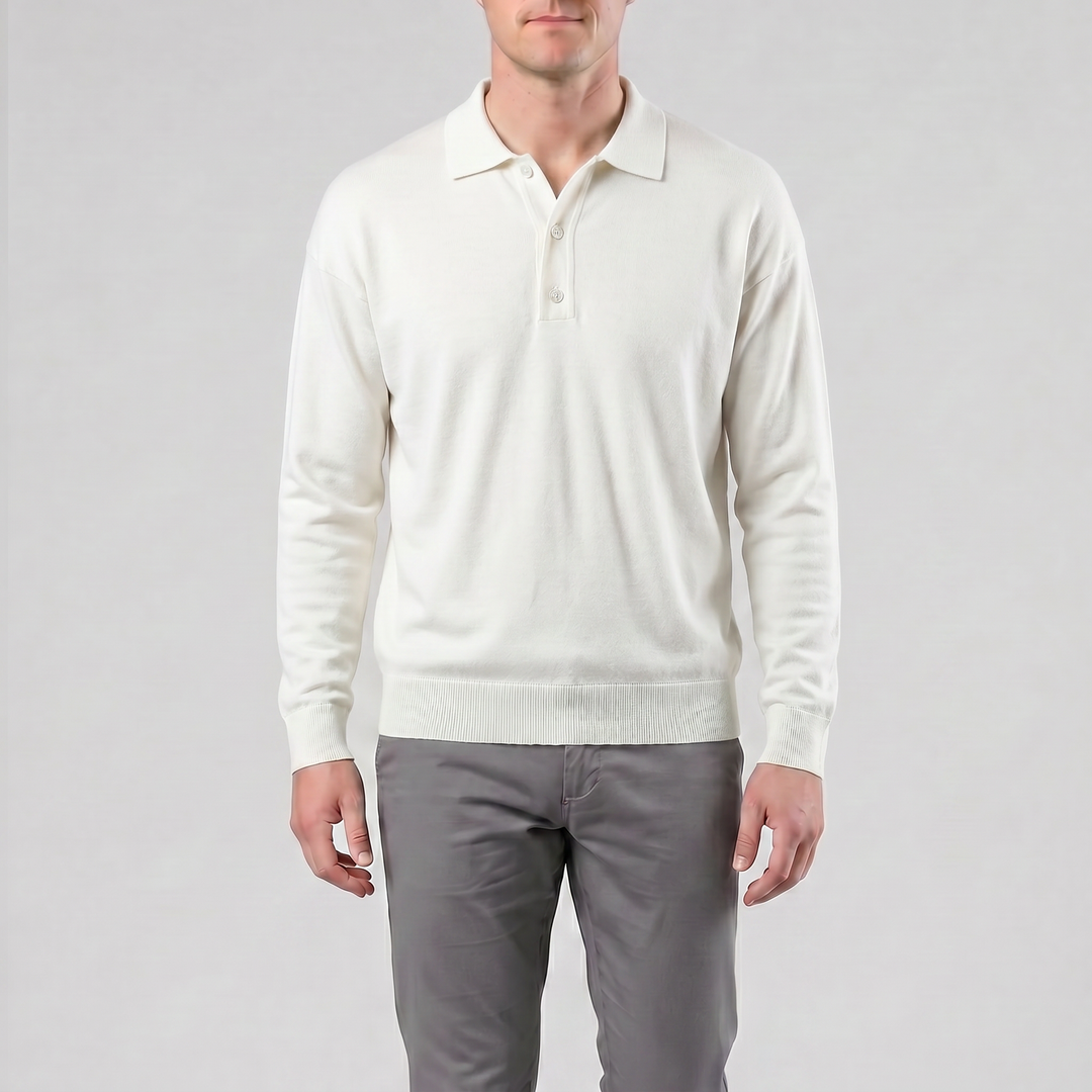 Men’s Long-Sleeve Half-Button Polo Shirt | Olamil