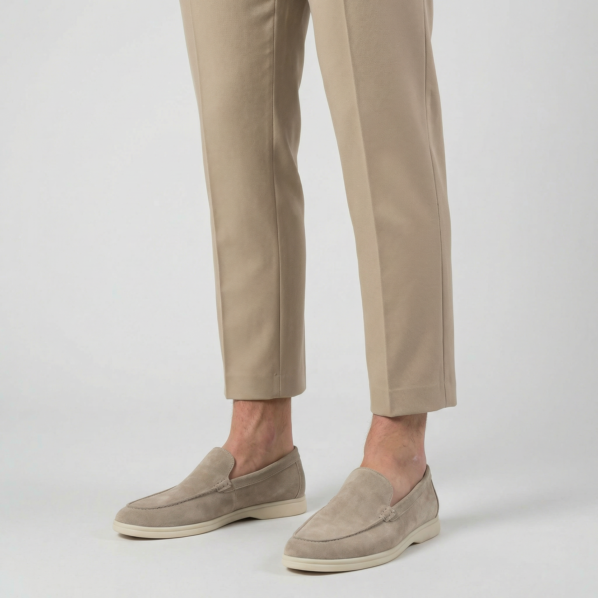 Olamil - Men’s Moc-Toe Taupe Suede Loafers