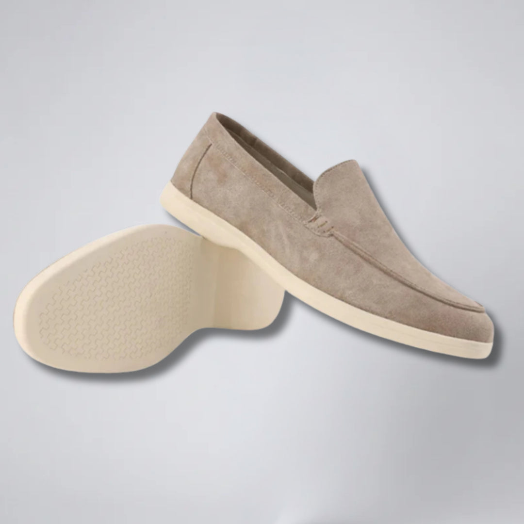 Men’s Moc-Toe Taupe Suede Loafers | Olamil
