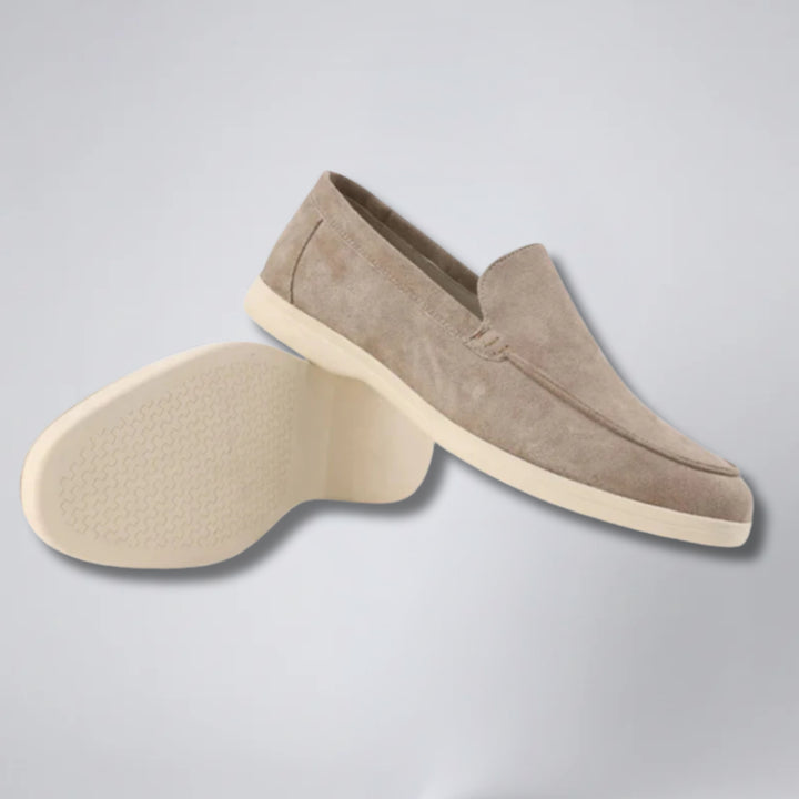 Men’s Moc-Toe Taupe Suede Loafers | Olamil