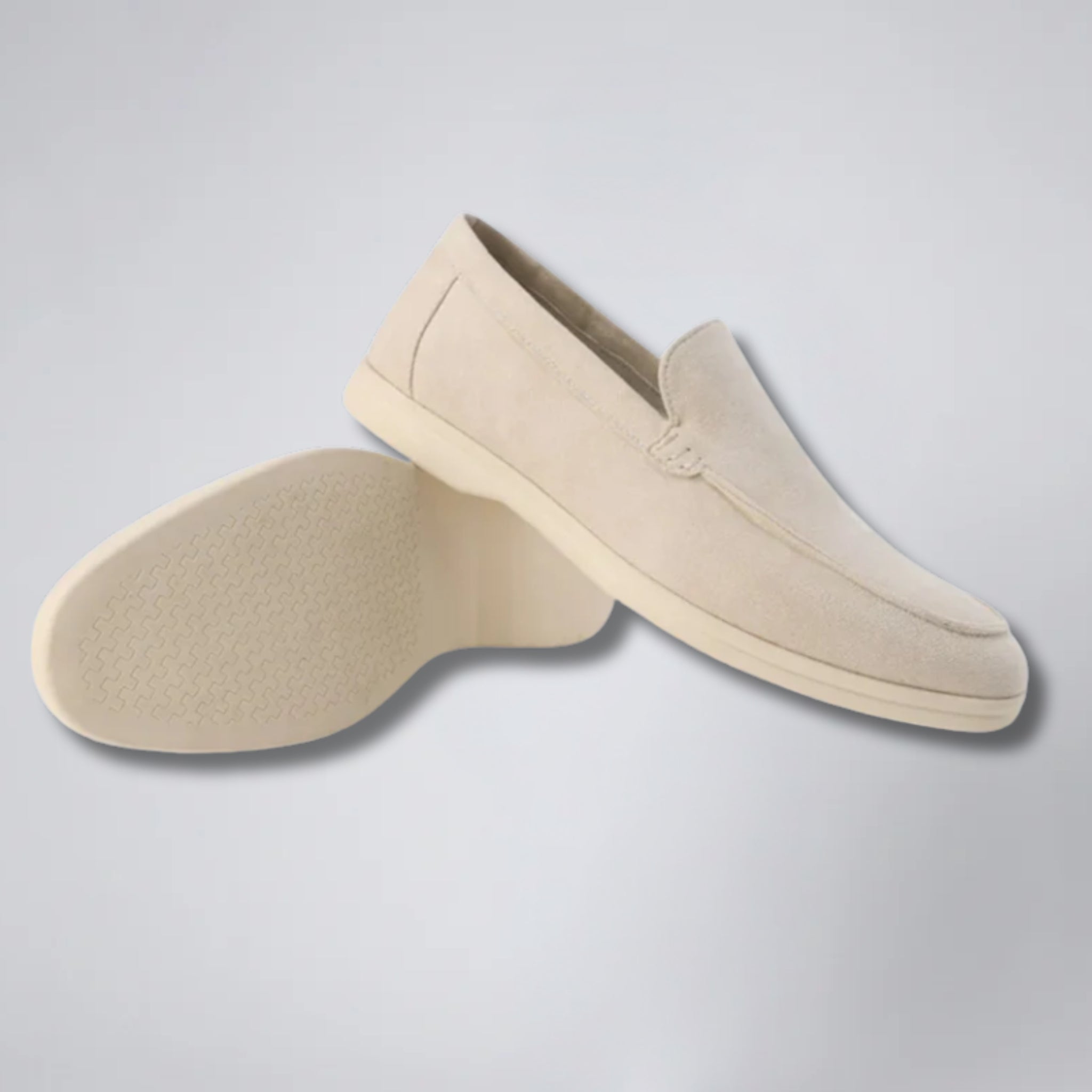 Olamil - Men’s Moc-Toe Taupe Suede Loafers