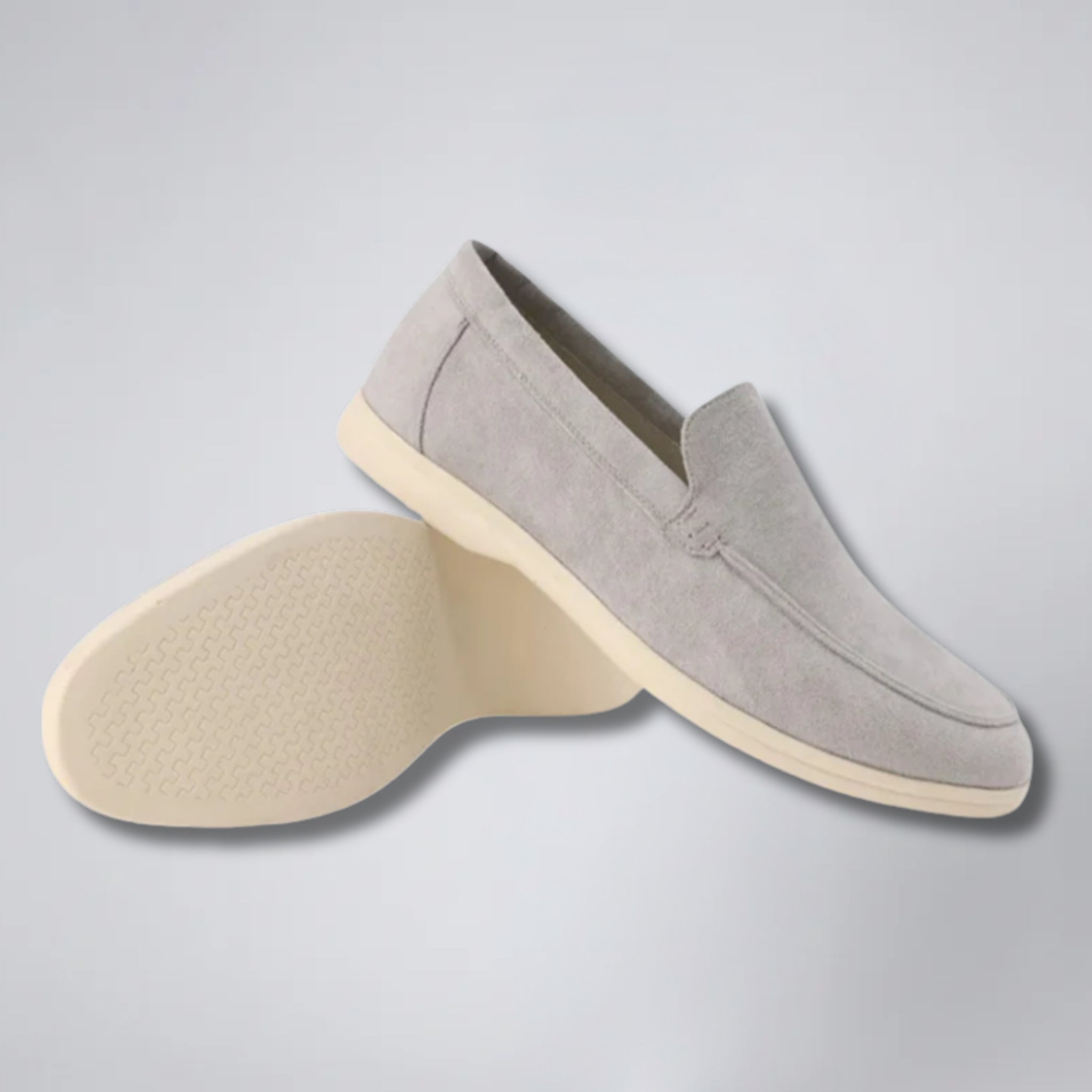 Olamil - Men’s Moc-Toe Taupe Suede Loafers