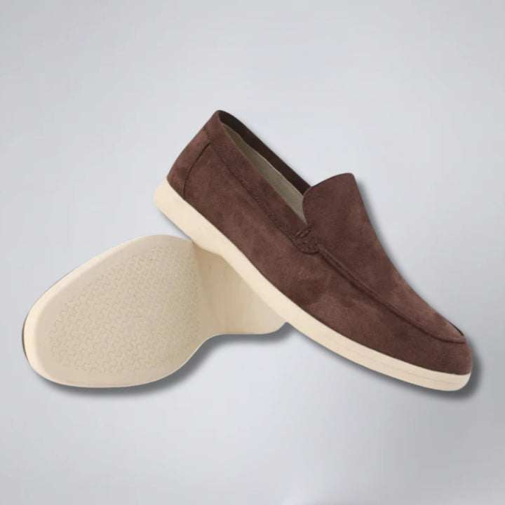 Men’s Moc-Toe Taupe Suede Loafers | Olamil