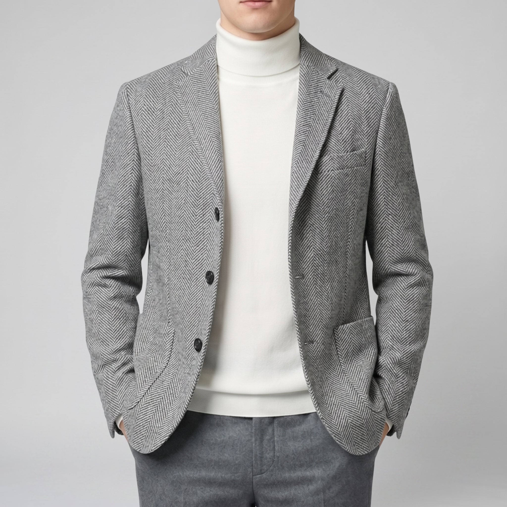 Men's Three-Button Closure Wool Blazer | Olamil