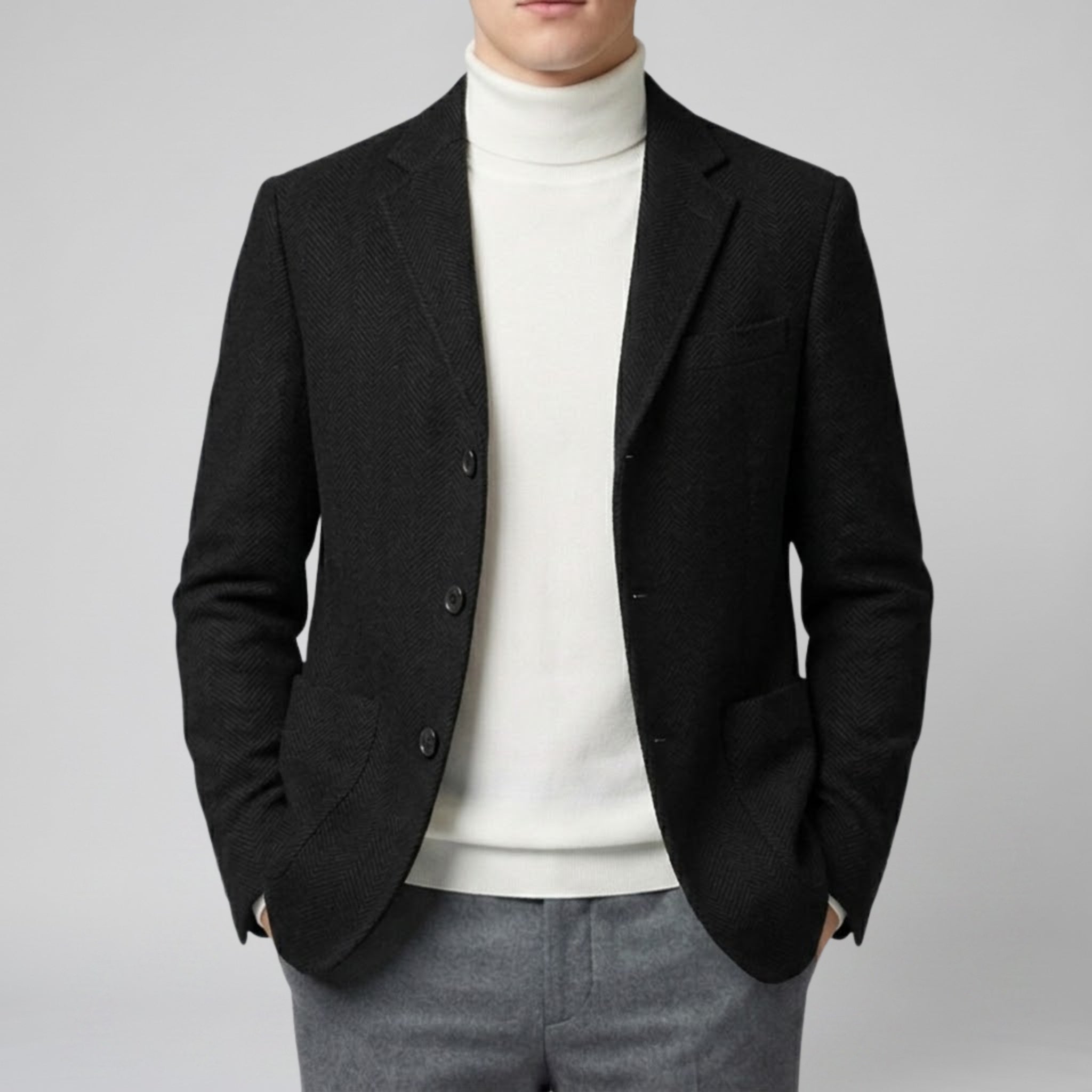 Men's Three-Button Closure Wool Blazer | Olamil