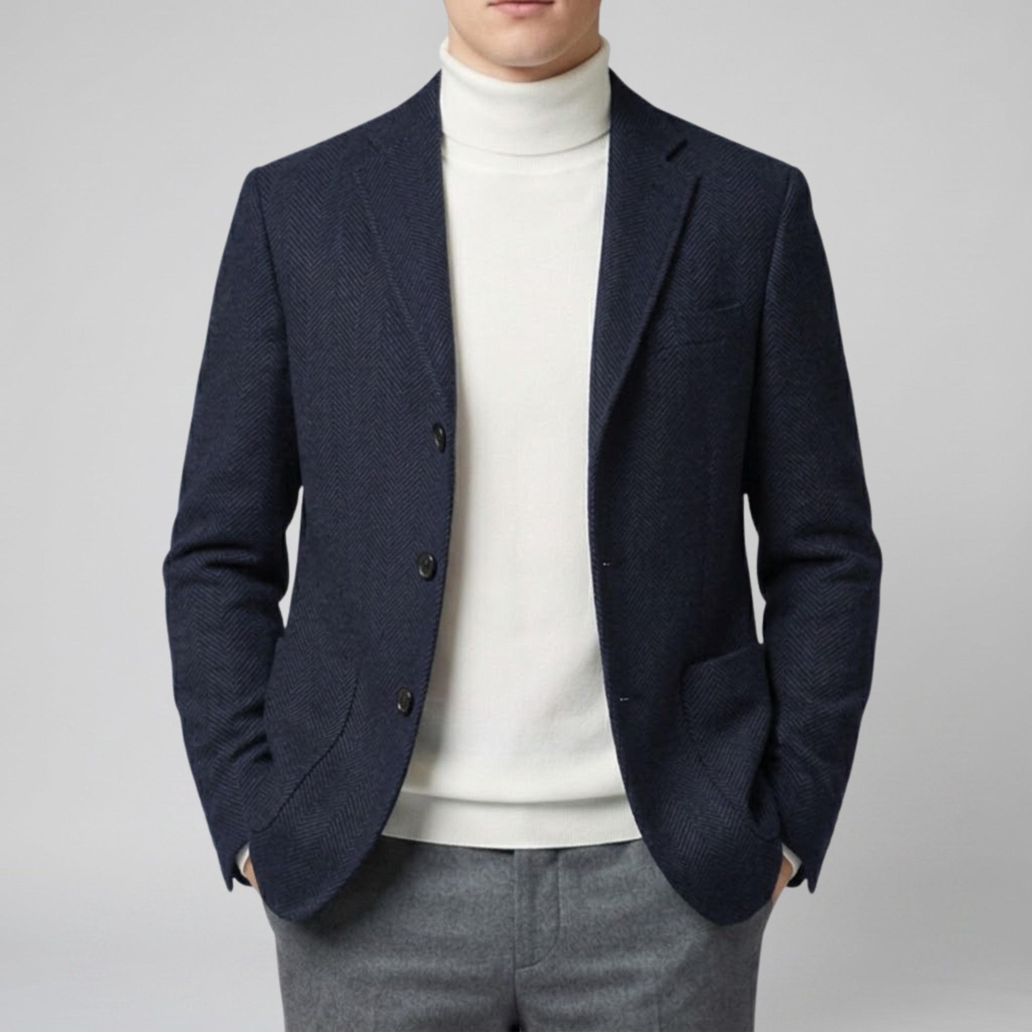 Men's Three-Button Closure Wool Blazer | Olamil