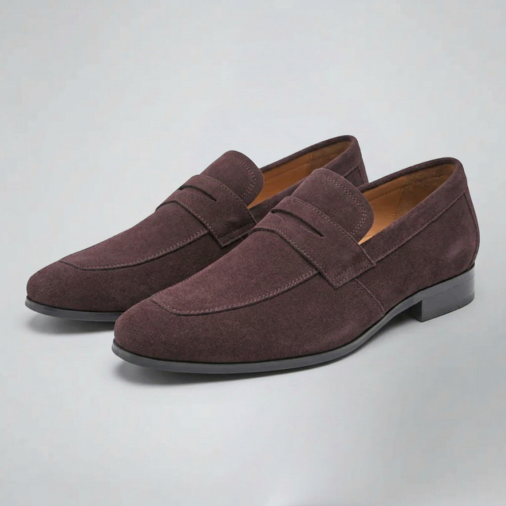 Men’s Penny Strap Slip-On Suede Loafers | Olamil